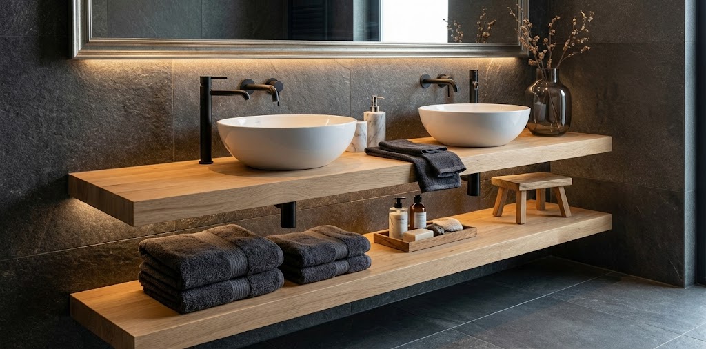 Houten Wastafelbladen op Maat - Teakea